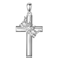 wholesale 925 Sterling Silver Birthstone Crown Cross Pendant Necklace for Women-06-June Without Chain