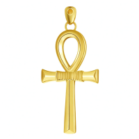 wholesale 925 Sterling Silver Ankh Cross Pendant Necklace-Gold Without Chain