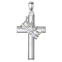 wholesale 925 Sterling Silver Birthstone Crown Cross Pendant Necklace for Women-11-November Without Chain