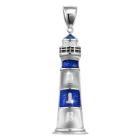 wholesale 925 Sterling Silver Blue Turquoise Lighthouse Pendant Necklace for Women - Nautical s-Blue Without Chain
