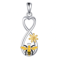 wholesale 925 Sterling Silver Heart Infinity Bee Daisy Charm Pendant Necklace s for Women-Bee Without Chain