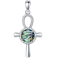 wholesale 925 Sterling Silver Abalone Shell Eye Of Horus Scarab Cross Pendant Necklace-Ankh Eye of Horus Without Chain