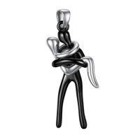 wholesale 925 Sterling Silver Black and White Angel Hug Pendant Necklaces for Women Valentines Gifts-A2-Cross Hug Without Chain