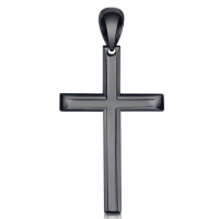 wholesale Copper Cross Pendant Necklace Black Gold Plated Curb Chain For Men Women-Black Gold Without Chain