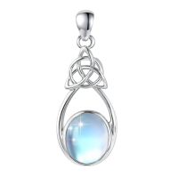 wholesale 925 Sterling Silver Triquetra Drop Pendant Necklace-A-Moonstone Without Chain