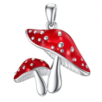 wholesale 925 Sterling Silver Mushroom Pendant Necklace Wholesale Red And White Spotted Design-Chain,Elegant Without Chain