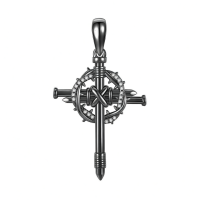 wholesale Black  Crucifix with Nails and CZ Stones - Mens Womens Religious Jewelry Necklaces-3 Nail Cross Without Chain