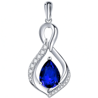 wholesale 925 Sterling Silver Orange Topaz Drop Pendant With Zirconia-09 Sep Without Chain