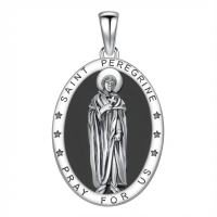 wholesale 925 Sterling Silver Saint Peregrine Oval Religious Pendant Necklace For Men Women Faith Gift-Saint Peregrine Without Chain