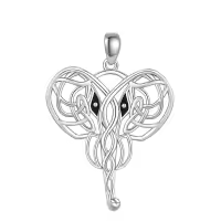 wholesale 925 Sterling Silver Celtic Knotwork Elephant Head Pendant Necklace for Women Luck Charm s-B-Celtic Elephant Head Necklace Without Chain