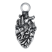 wholesale 925 Sterling Silver Cremation Jewelry Heart Urn With Sky Blue Crystal Pendant-Anatomical Heart Without Chain