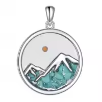 wholesale 925 Sterling Silver Mountain Pendant Necklace Wholesale with Turquoise Stone and Mustard Seed Christian Faith s for Women Girls-Mountain B-Turquoise Mustard Seed Necklace Without Chain