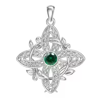 wholesale 925 Sterling Silver Birthstone Witches Knot Pendant Necklace-May Without Chain