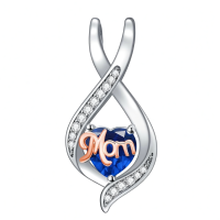 wholesale 925 Sterling Silver Mom Heart Pendant Necklace-09-September Without Chain