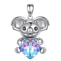 wholesale Sterling Silver Crystal Giraffe Elephant Koala Necklace Love Forever Gift-C-cute Koala-purple Without Chain