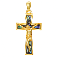 wholesale 925 Sterling Silver Jesus Cross Pendant Necklace - Faith Gift for Men & Women-Gold Without Chain