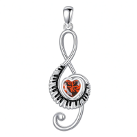 wholesale 925 Sterling Silver Music Note Heart Pendant Necklace-07-July Without Chain