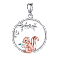 wholesale 925 Sterling Silver Squirrel Pendant Necklace Nature Animal Charm Gift for Women Girls-Squirrel Without Chain