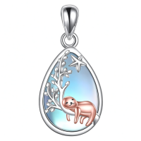 wholesale 925 Sterling Silver Cute Seal With Branch Pendant Necklace-sloth Without Chain