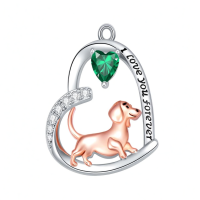 wholesale 925 Sterling Silver Corgi Love Forever Pendant Necklace-1-05-May Without Chain