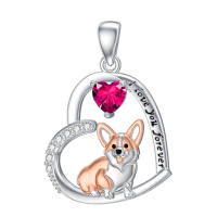wholesale 925 Sterling Silver Corgi Love Forever Pendant Necklace-2-07-July Without Chain