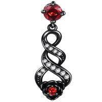 wholesale 925 Sterling Silver Red Crystal Black Rose Infinity Pendant Necklace for Women Valentines Day Gifts-Red Without Chain
