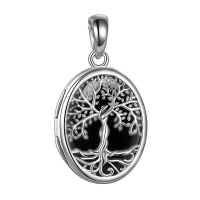 wholesale 925 Sterling Silver Tree Of Life Pendant With Mother Of Pearl Inlay-Black onyx Without Chain