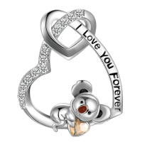 wholesale 925 Sterling Silver Infinity Love Bear Pendant Necklace-Heart with Koala Without Chain