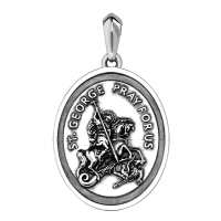wholesale 925 Sterling Silver St George Oval Medal Necklace-25b-St George-25b-St George Without Chain