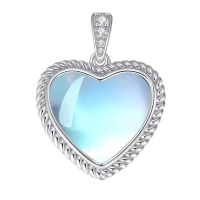 wholesale 925 Sterling Silver Gemstone Heart Necklace for Women Gift for Her Mom Wife-Moonstone-Jun. Without Chain