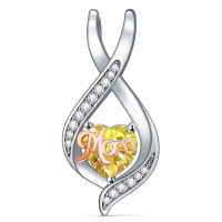 wholesale 925 Sterling Silver Mom Heart Pendant Necklace-11-November Without Chain