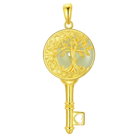 wholesale 925 Sterling Silver Tree Of Life Pendant Necklace Wholesale With Green Gemstone-Key Tree of Life Without Chain