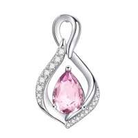 wholesale 925 Sterling Silver Orange Topaz Drop Pendant With Zirconia-10 Oct Without Chain