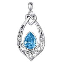 wholesale 925 Sterling Silver Celtic Knot Pendant With Turquoise-Aquamarine Blue Without Chain