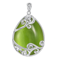 wholesale 925 Sterling Silver Filigree Teardrop Pendant Necklace for Women-S-Peridot Teardrop necklace Without Chain