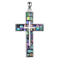 wholesale 925 Sterling Silver Abalone Shell Cross Pendant Necklace - Unique Handcrafted Gift for Women-A. Abalone Shell Without Chain