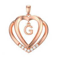 wholesale 925 Sterling Silver Moissanite Heart Initial Pendant Necklace for Her-Rose Gold - G Initial Without Chain