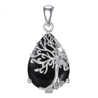 wholesale 925 Sterling Silver Tree Of Life Turquoise Teardrop Pendant Necklace For Women-Tree of Life-8 Without Chain