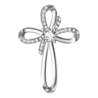 wholesale 925 Sterling Silver 925 Infinity Bow Diamond Pendant Necklace for Women-infinity cross Without Chain