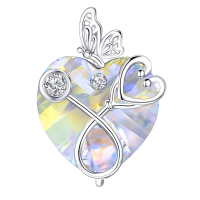wholesale 925 Sterling Silver Crystal Butterfly Heart Stethoscope Pendant Necklace for Nurses and Doctors Gifts-04-April Without Chain