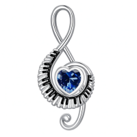 wholesale 925 Sterling Silver Music Note Heart Pendant Necklace-12-December Without Chain