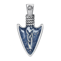 wholesale 925 Sterling Silver Arrowhead Pendant Necklace Wholesale With Blue Resin Detail-Arrow Necklace（Blue Gravel） Without Chain