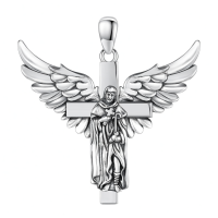 wholesale 925 Sterling Silver Guardian Angel Cross Pendant Necklace for Men Women Catholic s-K01 - St Peregrine Cross Without Chain