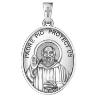 wholesale 925 Sterling Silver Padre Pio Protect Us Pendant Necklace  w/ Cross & 24 Chain-A34-Padre Pio Without Chain