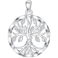 wholesale 925 Sterling Silver Round Cutout Tree Of Life Pendant Necklaces For Women - Family s-tree of life-style 6 Without Chain