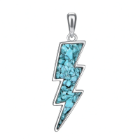 wholesale 925 Sterling Silver Labradorite Lightning Bolt Reversible Boomerang Pendant Necklaces - Minimalist s for Women & Girls-turquoise-02 Without Chain