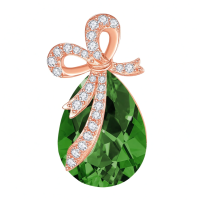 wholesale 925 Sterling Silver Red Crystal Bow Pendant Necklace-05-May-Emerald Green Without Chain
