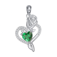 wholesale 925 Sterling Silver Birthstone Heart Pendant Necklace for Women-05-May Without Chain