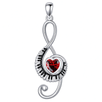 wholesale 925 Sterling Silver Music Note Heart Pendant Necklace-01-January Without Chain