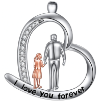 wholesale 925 Sterling Silver Heart Necklace I Love You Forever-Father & Daughter Necklace Without Chain